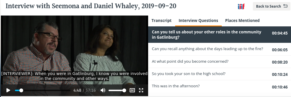 A Representation of the Whaley Oral History's Range Component in Canopy